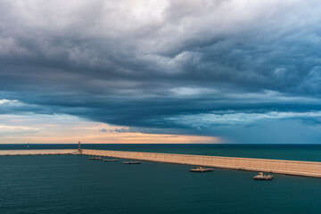 Dramatic sky and clouds during a storm over Mediterranean Sea, Valencia, Spain, Europe
