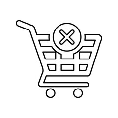 Cart, basket, empty cart outline icon. Line vector design.