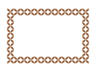 Rectangular frame ornament. Place for text. Golden petals. Isolated on a white background.