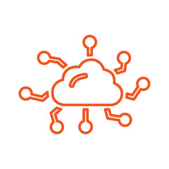 Cloud, connection, data outline icon. Line art sketch.