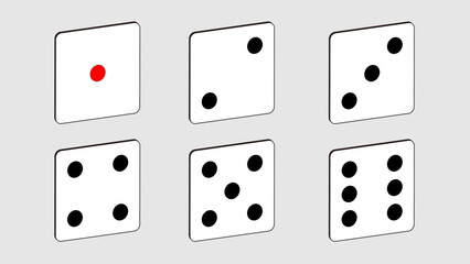 diagonal dice game icon set on white background, icon for game design, flat illustration, casino concept, random symbol, luck sign, simple design