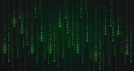 Matrix style. Binary code. Programming code. Falling numbers. Vector illustration