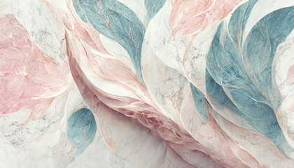 Abstract luxury marble background. Digital art 3d marbling texture. Soft pastel pink and mint green colors
