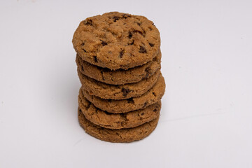 Chocolate chip cookies isolated on white background, Homemad cookies close up. High quality photo