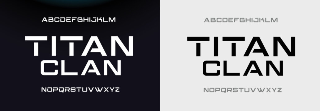 TITAN CLAN Sports Minimal Tech Font Letter Set. Luxury Vector Typeface For Company. Modern Gaming Fonts Logo Design.