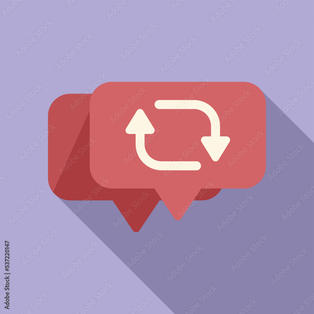 Poster red chart repost icon flat vector. repost graphic. data document