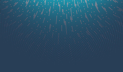 Dotted vector abstract background, blue dots in perspective flow, multimedia information theme, big data technology image, cool backdrop.