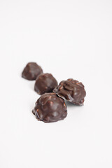 Composition of delicious chocolate candies, sweet dessert