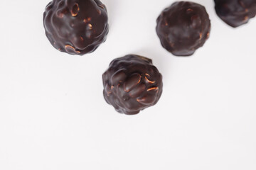 Composition of delicious chocolate candies, sweet dessert