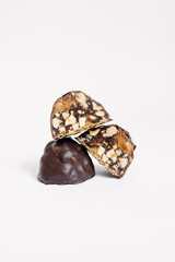 Composition of delicious chocolate candies, sweet dessert