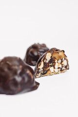 Composition of delicious chocolate candies, sweet dessert