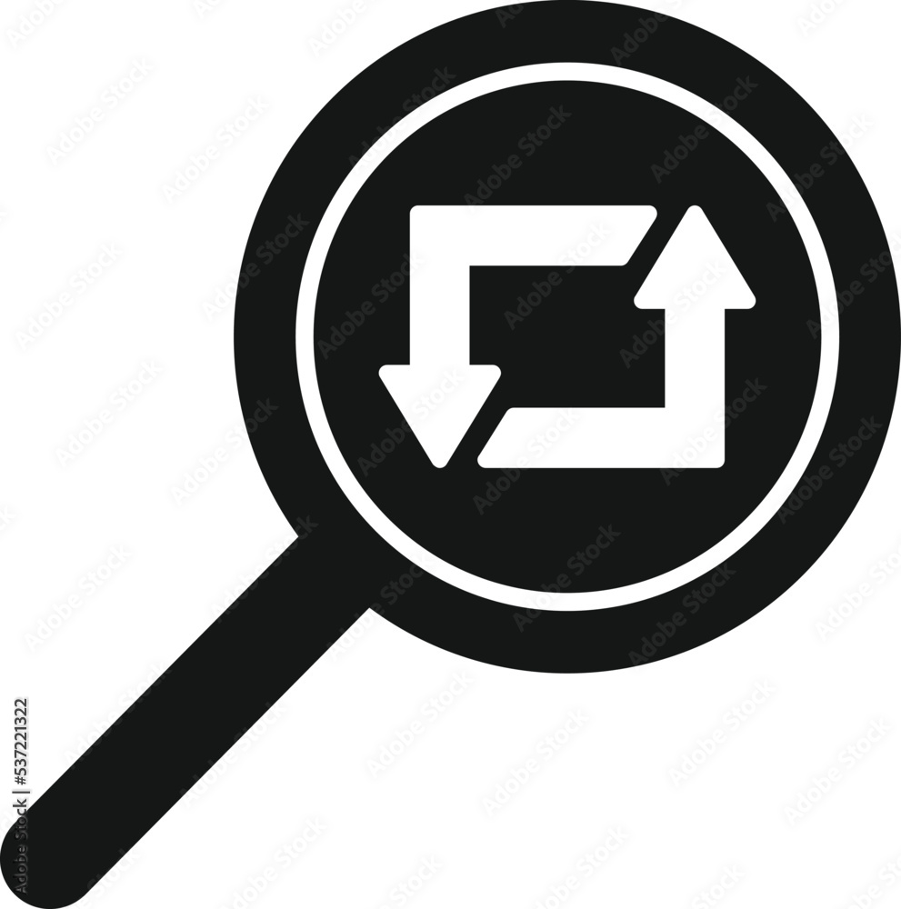 Poster repost magnifier icon simple vector. repost chart. data document
