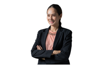 Happy asian woman on transparent background