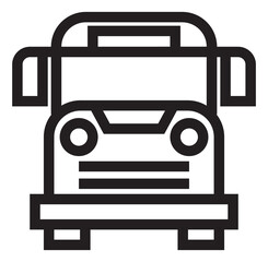Bus icon. Front view of public transport in linear style