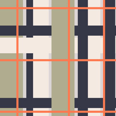 Checkered fabric vector pattern. Plaid texture, ornament. Grey, red, blue colors. Simple scottish textile design. Wallpaper, wrapping paper.