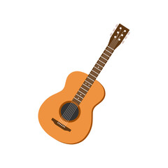 Acoustic guitar classical vintage music instrument flat vector illustration white background