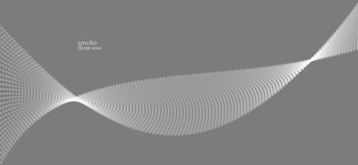 Vector abstract background with wave of flowing particles, smoke flowing grey design, smooth and soft relaxing image.