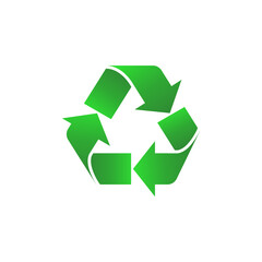 Recycle logo green separated ,vector isolated on white background.
