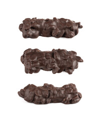 Caramel Chocolate Bar with Peanuts Isolated, Dark Chocolate, Toffee and Nut Snack