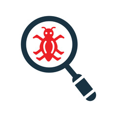 Find, Bug, code, development icon. Simple flat design Concept.