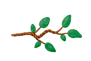 tree made of plasticine on a white background.