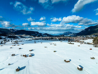 Aerial view, Oberstdorf in winter, Illertal, Allgäu Alps, Allgäu, Bavaria, Germany,