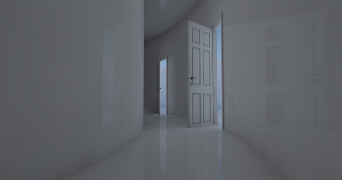 liminal space alone in empty places 3d render