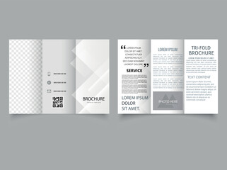 Gray trifold brochure with stripes. emplate. Vector illustration. Flyer for printing.