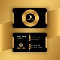 Gradient black and golden luxury horizontal business card template