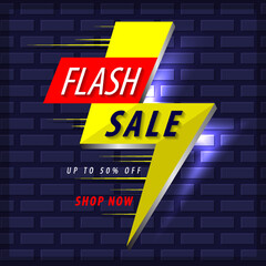 Flash sale abstract light design for promo or discount with dark background