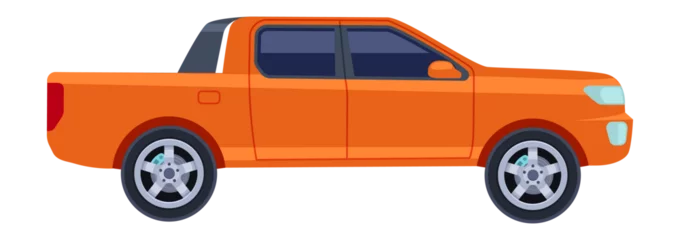 Glasbilder Autorennen Pickup truck icon. Orange car side view