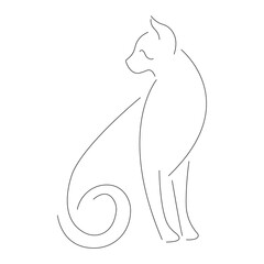 Sitting cat drawn in a minimalist style. Design is suitable for decor, keychain, mascot, badge, logo, souvenir, tattoo, print on clothes. Isolated vector illustration