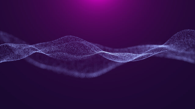 Abstract colorful dynamic futuristic particles wave background, futuristic glowing particles technology background, Data visualization, cyberspace Big data technology, 3d rendering