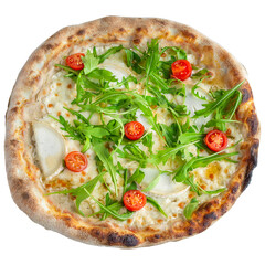 Pizza Chèvre Miel roquette tomate crème fraiche png