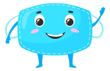 Medical mask character. Funny face protection with hands and legs