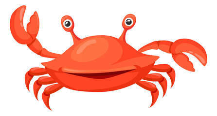 Funny red crab. Cartoon underwater animal character