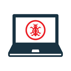 Laptop, Computer, Bug, Virus Icon. Simple vector design.