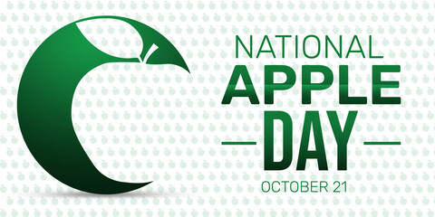 National Day of Apple background banner with green apple sign and typography. October 21 is national apple day, backdrop