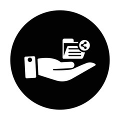 Share, document, file icon. Black vector graphics.