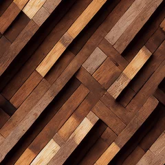Gordijnen Natural wooden background, grunge parquet, flooring design seamless texture geometric pattern. Isometric background. Seamless repeat pattern for wallpapers, banners, web.  3d illustration © Katynn