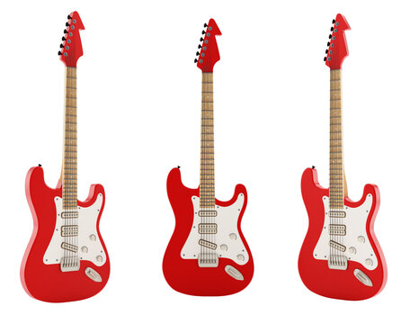 Generic electric guitars on transparent background