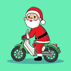 vector santa claus character riding a motorbike