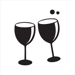 Wine glass flat design. Vector logo illustration. Red wine drink. Isolated beverage in a bar or a winery. Simple minimal modern wineglass. Modern vine juice. Vineyard product. Elegant logo of wine.
