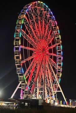 Colorful Ferris wheel with night lights Atlantic City New Jersey