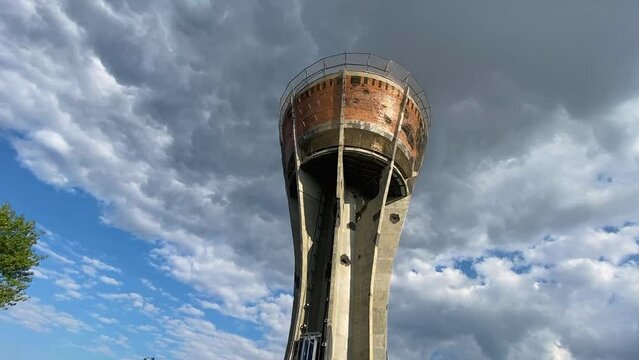 Vukovar water tower, look from down to up, Croatia
