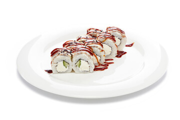 Sushi rolls japanese food isolated on white background