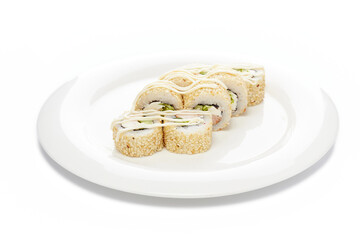 Sushi rolls japanese food isolated on white background