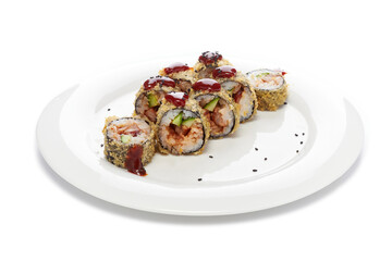Sushi menu, japanese food, sushi rolls on a white background