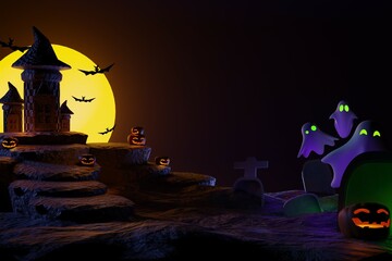 halloween background with pumpkin 3d illustration 3d render