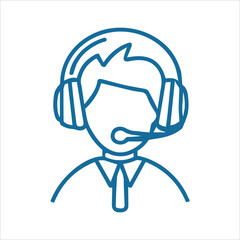 Customer service. Helpdesk assistance. Pictogram logo. Vector illustration. Help support icon. Flat isolated symbol for hotline. Online chat icon. Help assistance. Communication symbol. Web operator.